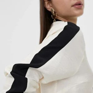 Lola Casademunt Camisas Y Blusas<Blusón largo detalle manga CRUDO-NEGRO