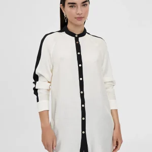 Lola Casademunt Camisas Y Blusas<Blusón largo detalle manga CRUDO-NEGRO