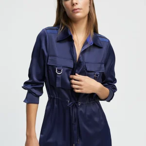 Lola Casademunt Camisas Y Blusas<Blusón satinado ajustable AZULNOCHE