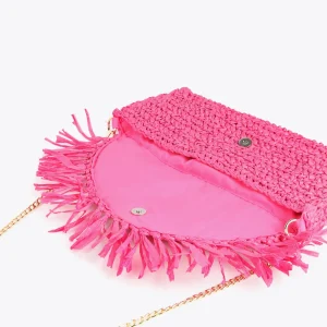 Lola Casademunt Accesorios | Bolsos<Bolsito bandolera efecto ráfia FUCSIA
