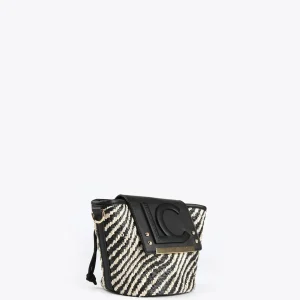 Lola Casademunt Bolsos<Bolsito bandolera tipo cesta NEGRO-CRUDO