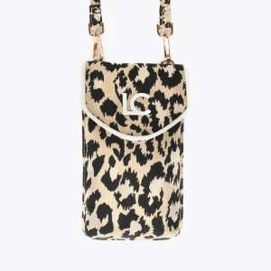 Lola Casademunt Accesorios | Bolsos<Bolsito portamovil animal print CRUDO-MARRON
