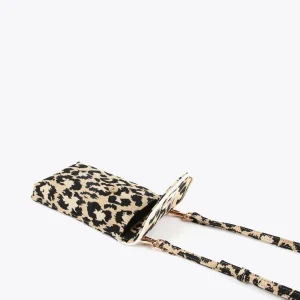 Lola Casademunt Accesorios | Bolsos<Bolsito portamovil animal print CRUDO-MARRON