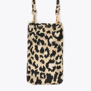 Lola Casademunt Accesorios | Bolsos<Bolsito portamovil animal print CRUDO-MARRON