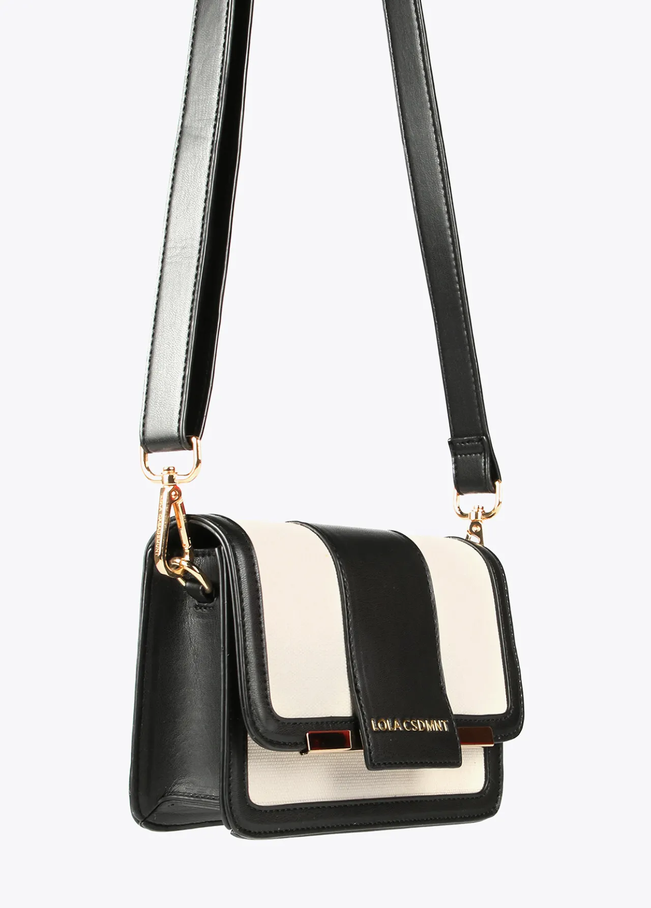 bolso_bandolera_bicolor_0.webp Lola Casademunt Bolsos<Bolso bandolera bicolor CRUDO-NEGRO
