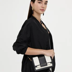 Lola Casademunt Bolsos<Bolso bandolera bicolor CRUDO-NEGRO