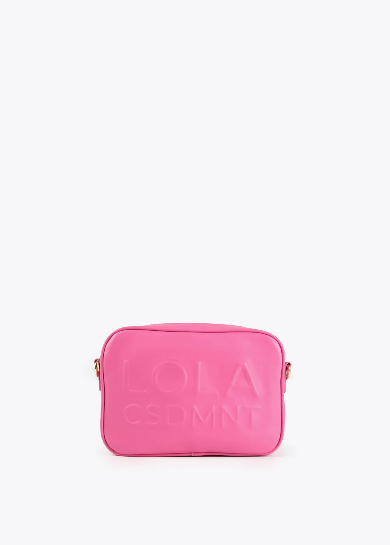 bolso_bandolera_con_logo_en_relieve_0.webp Lola Casademunt Bolsos<Bolso bandolera con logo en relieve FUCSIA