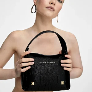 Lola Casademunt Bolsos<Bolso bandolera con logo grabado NEGRO