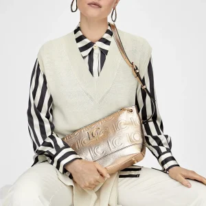 Lola Casademunt Bandoleras | Bolsos Pequeños<Bolso bandolera monograma metalizado DORADO