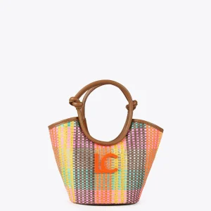 Lola Casademunt Bolsos<Bolso bandolera tipo cesta multicolor MARRON-NARANJA