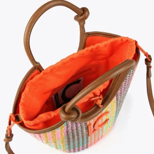 Lola Casademunt Bolsos<Bolso bandolera tipo cesta multicolor MARRON-NARANJA