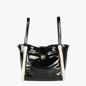 Lola Casademunt Bolsos Shopper | Bolsos De Hombro<Bolso efecto piel brillante NEGRO