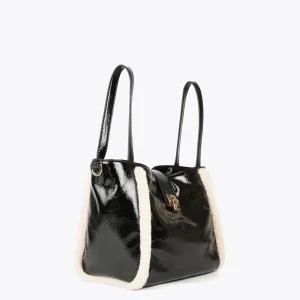 Lola Casademunt Bolsos Shopper | Bolsos De Hombro<Bolso efecto piel brillante NEGRO