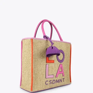 Lola Casademunt Bolsos | Baño<Bolso efecto rafia MARRON-LILA