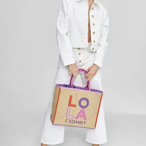 Lola Casademunt Bolsos | Baño<Bolso efecto rafia MARRON-LILA