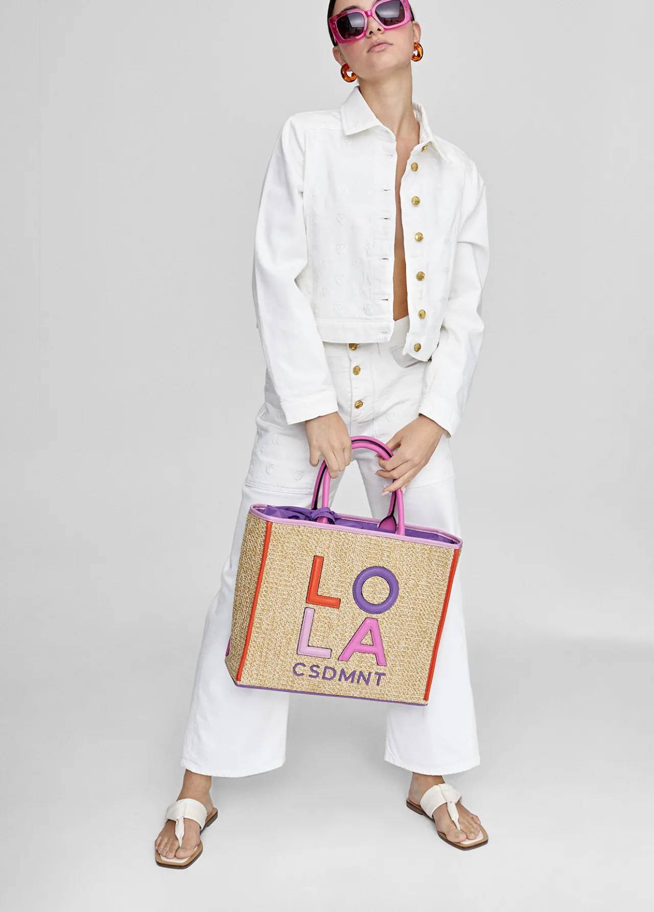 bolso_efecto_rafia_6.webp Lola Casademunt Bolsos | Baño<Bolso efecto rafia MARRON-LILA