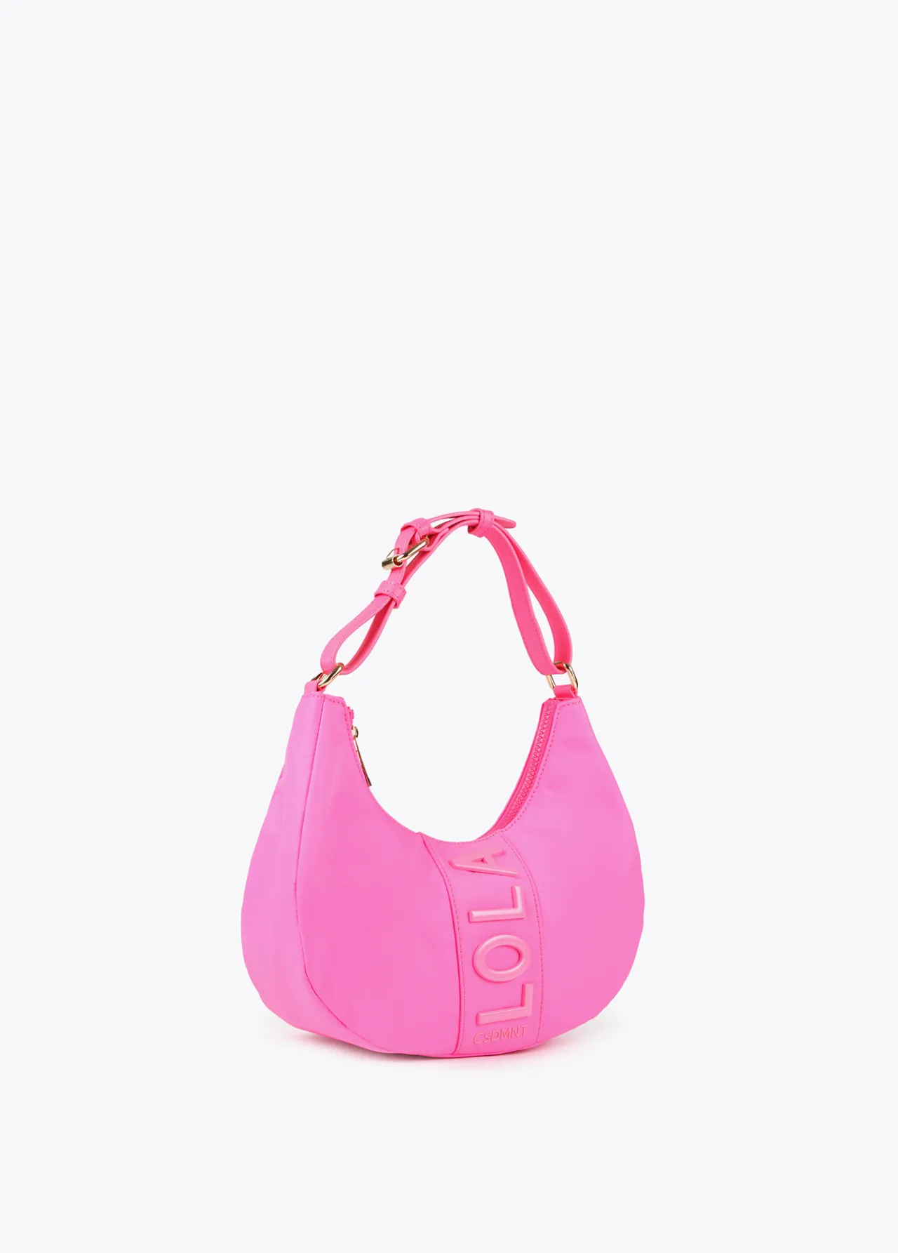 bolso_media_luna_fluor_3.webp Lola Casademunt Bolsos<Bolso media luna fluor FUCSIA