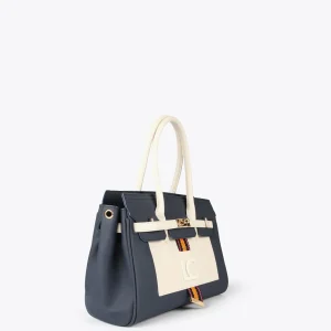 Lola Casademunt Bolsos<Bolso shopper azul y blanco AZUL-CRUDO