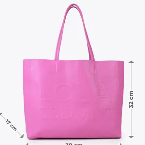 Lola Casademunt Bolsos<Bolso shopper con logo en relieve FUCSIA