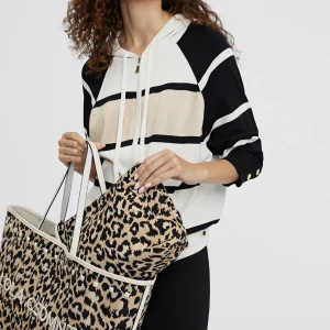 Lola Casademunt Bolsos<Bolso shopper loneta animal print CRUDO-MARRON