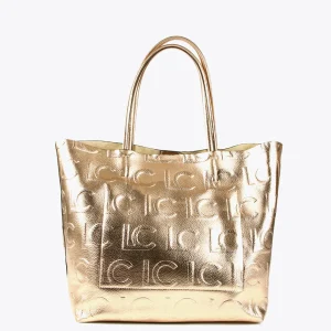 Lola Casademunt Bolsos Shopper | Bolsos De Hombro<Bolso shopper metalizado DORADO