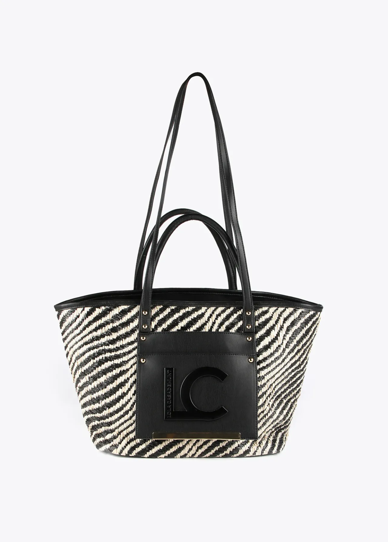 bolso_shopper_tipo_cesta_0.webp Lola Casademunt Bolsos<Bolso shopper tipo cesta NEGRO-BLANCO