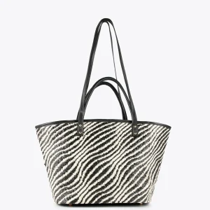 Lola Casademunt Bolsos<Bolso shopper tipo cesta NEGRO-BLANCO