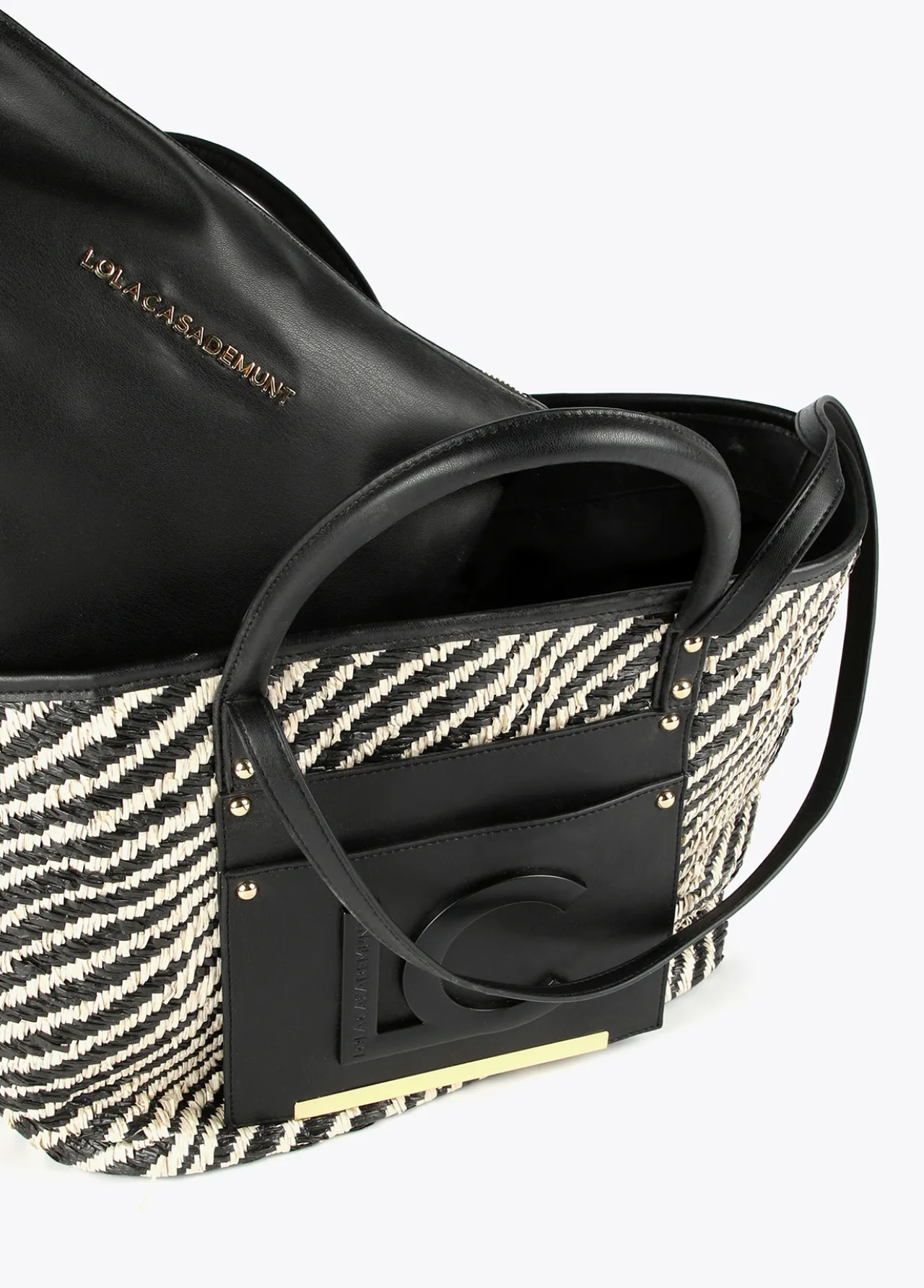 bolso_shopper_tipo_cesta_2.webp Lola Casademunt Bolsos<Bolso shopper tipo cesta NEGRO-BLANCO