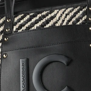 Lola Casademunt Bolsos<Bolso shopper tipo cesta NEGRO-BLANCO