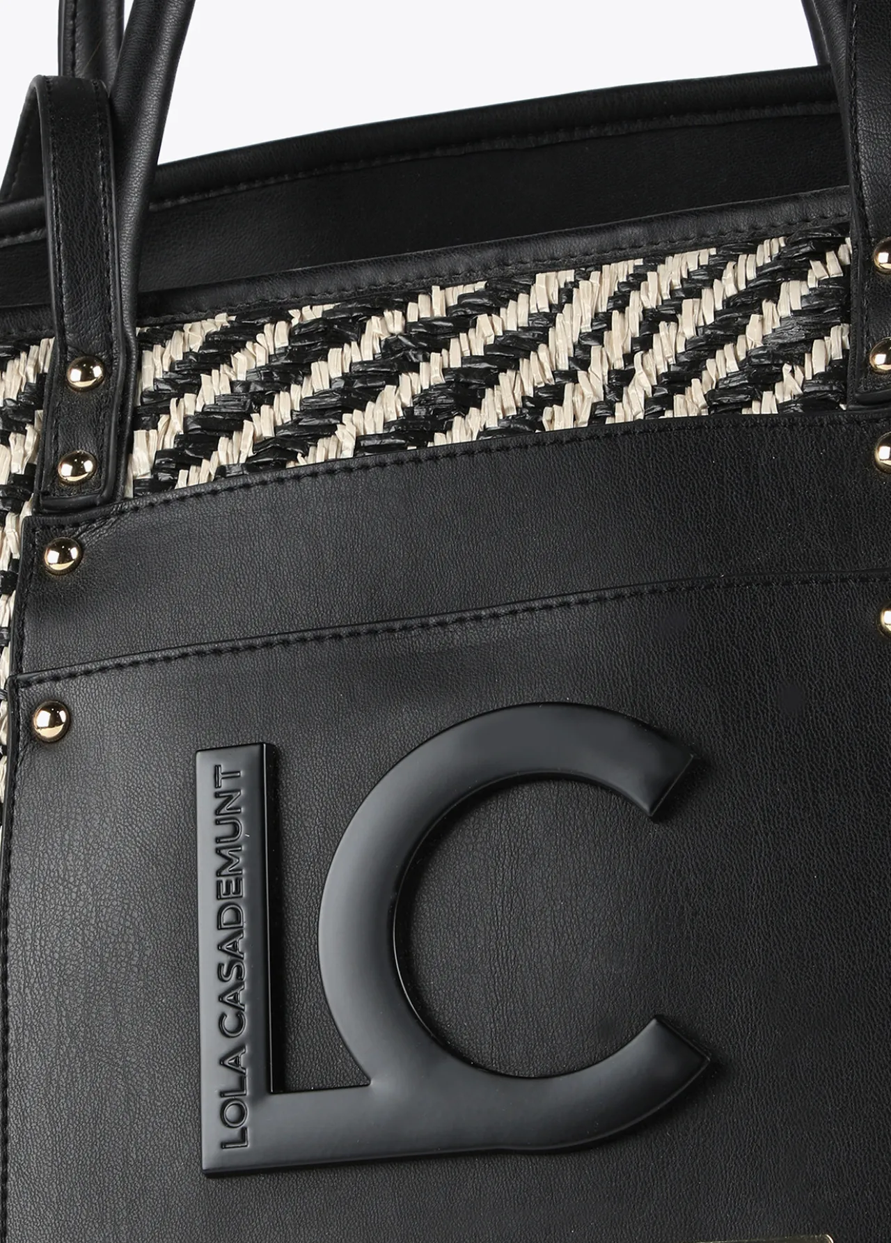 bolso_shopper_tipo_cesta_4.webp Lola Casademunt Bolsos<Bolso shopper tipo cesta NEGRO-BLANCO