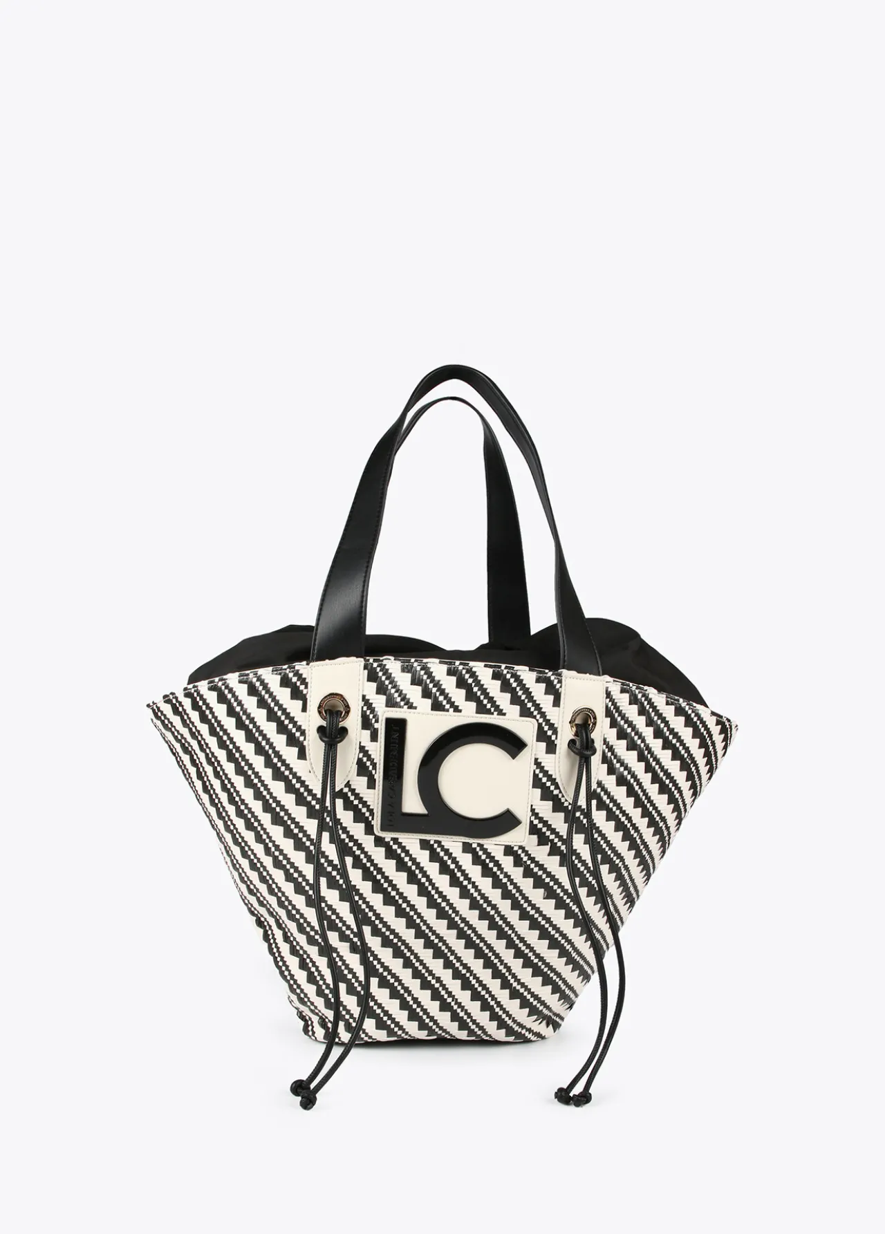 Lola Casademunt Bolsos | Baño<Bolso tipo cesta en efecto rafia NEGRO-CRUDO
