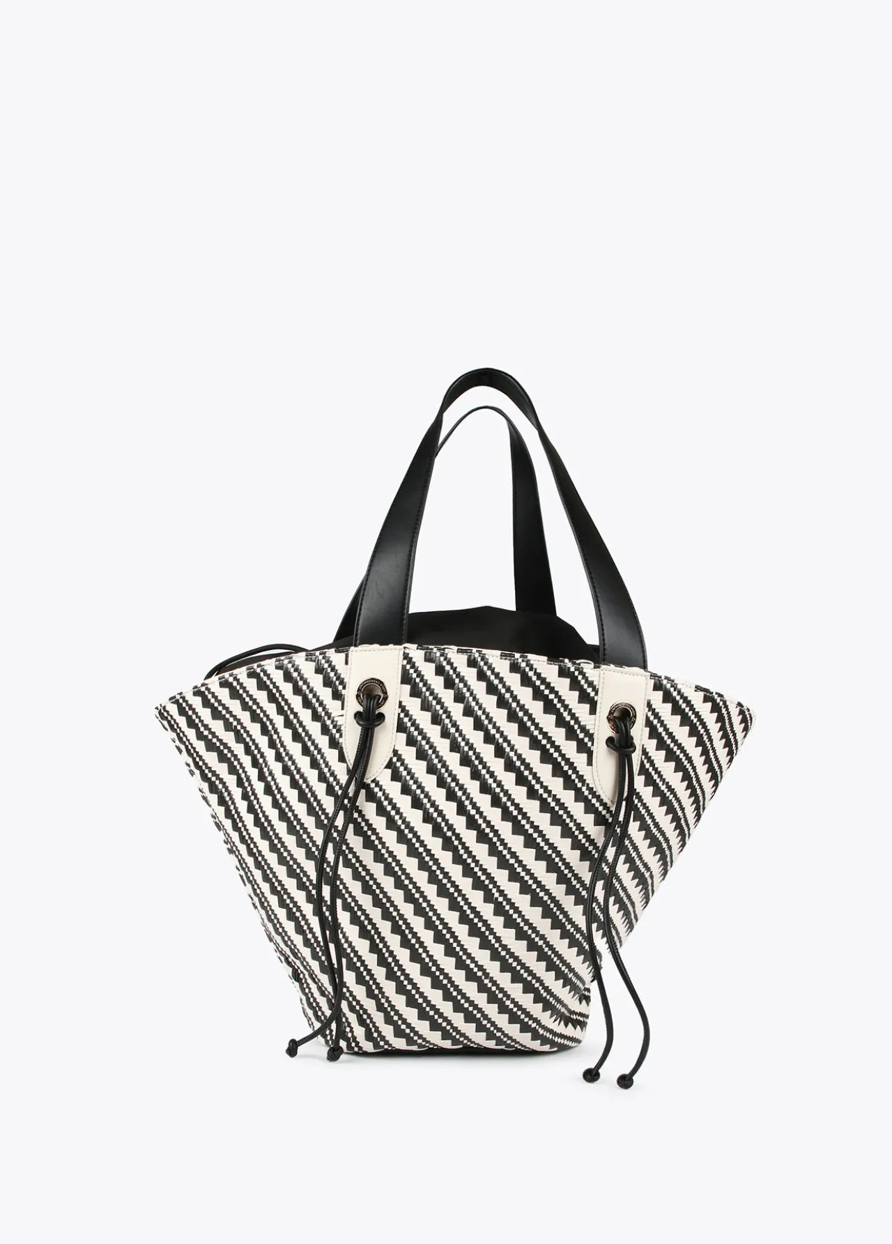Lola Casademunt Bolsos | Baño<Bolso tipo cesta en efecto rafia NEGRO-CRUDO