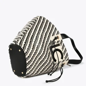 Lola Casademunt Bolsos | Baño<Bolso tipo cesta en efecto rafia NEGRO-CRUDO