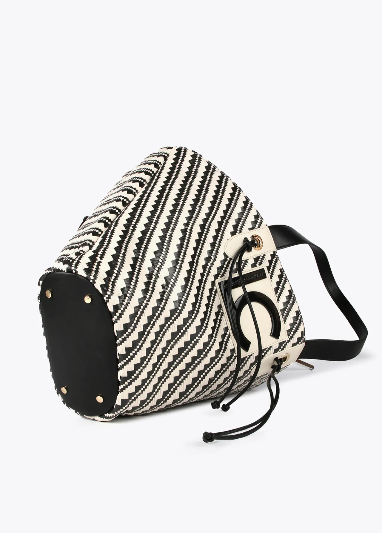 Lola Casademunt Bolsos | Baño<Bolso tipo cesta en efecto rafia NEGRO-CRUDO