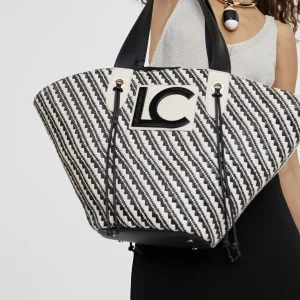 Lola Casademunt Bolsos | Baño<Bolso tipo cesta en efecto rafia NEGRO-CRUDO