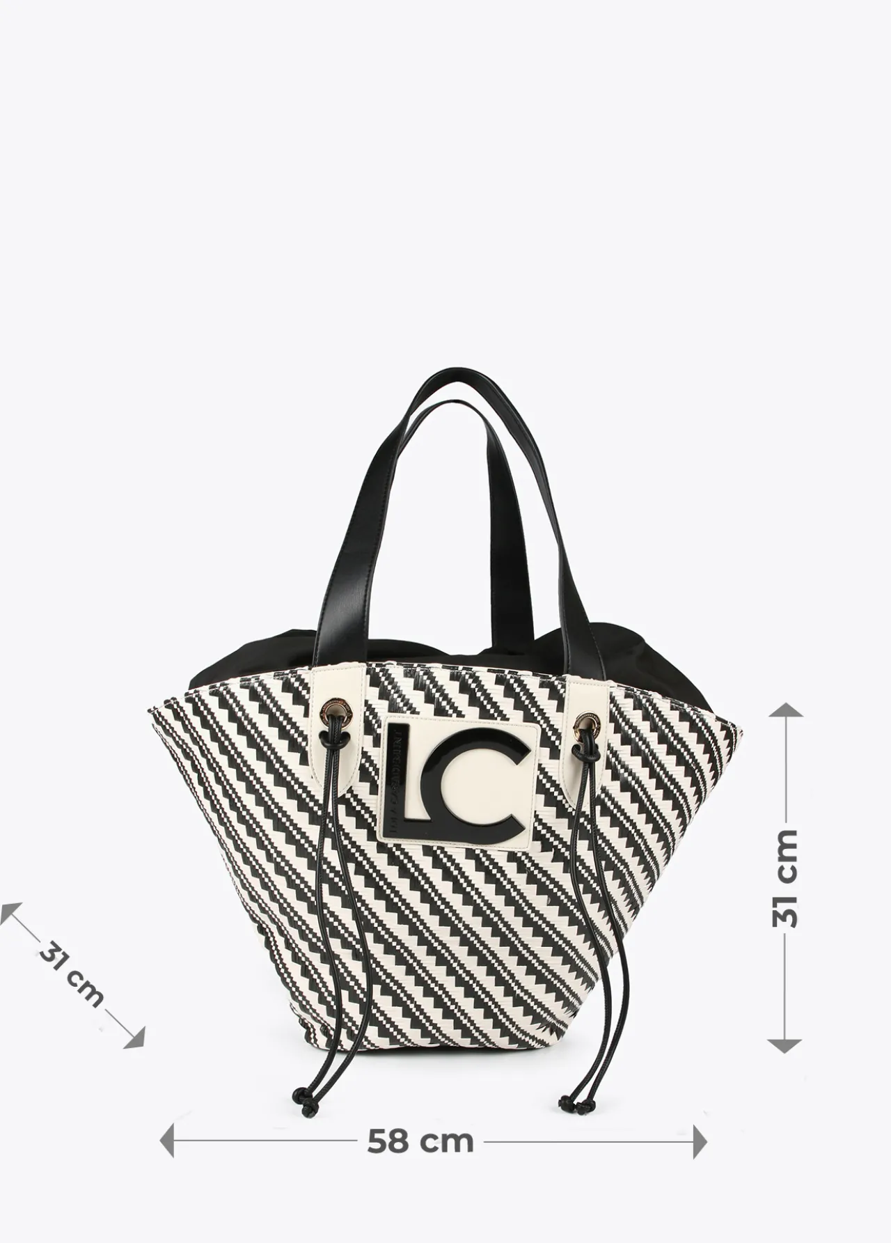 Lola Casademunt Bolsos | Baño<Bolso tipo cesta en efecto rafia NEGRO-CRUDO
