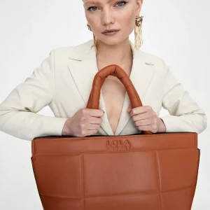Lola Casademunt Bolsos<Bolso tipo shopper acolchado CAMEL