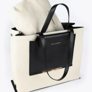 Lola Casademunt Bolsos<Bolso tipo shopper bicolor CRUDO-NEGRO