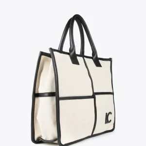 Lola Casademunt Bolsos<Bolso tipo shopper blanco y negro CRUDO-NEGRO