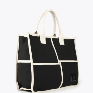 Lola Casademunt Bolsos<Bolso tipo shopper blanco y negro CRUDO-NEGRO