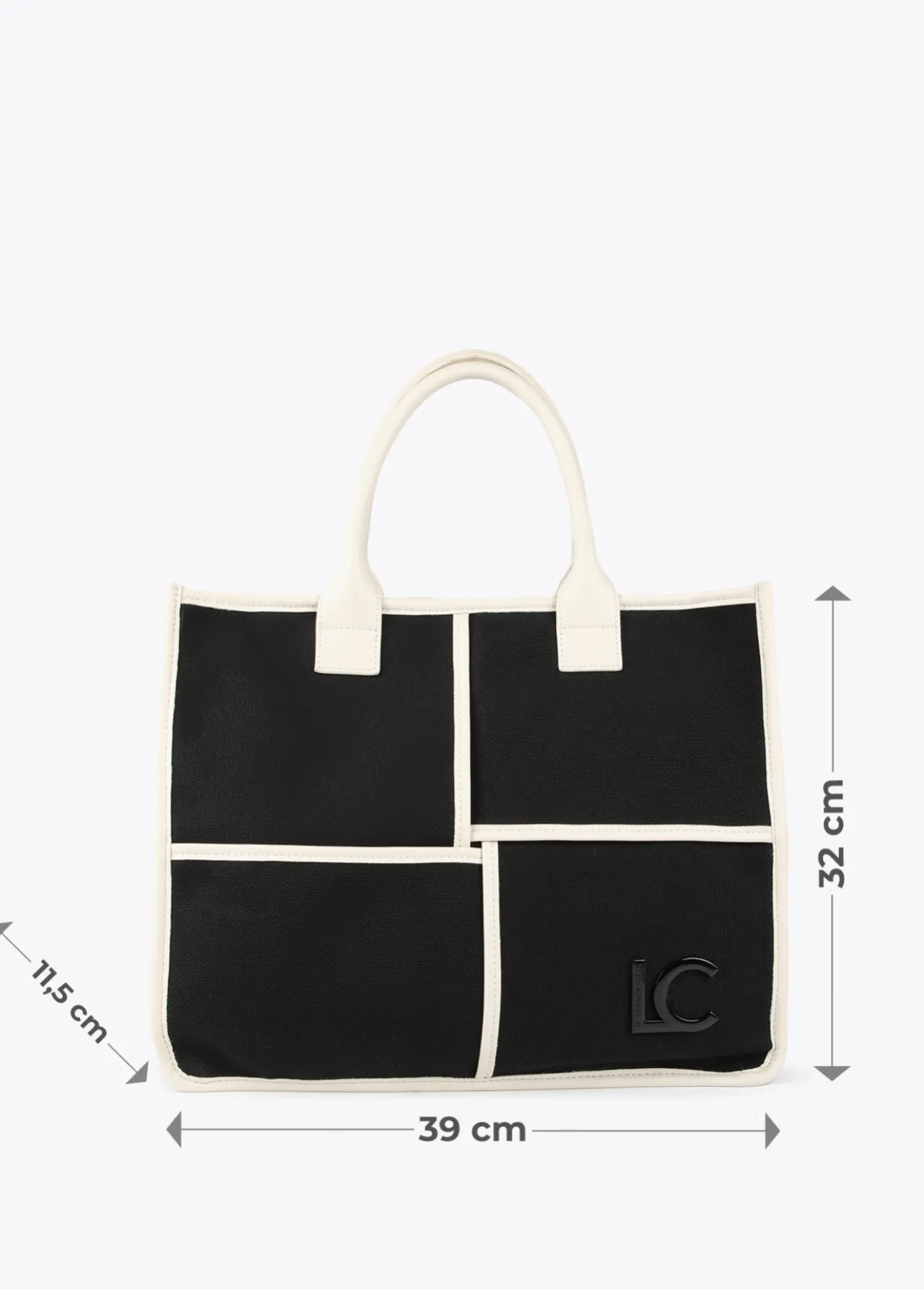 bolso_tipo_shopper_blanco_y_negro_6.webp Lola Casademunt Bolsos<Bolso tipo shopper blanco y negro CRUDO-NEGRO