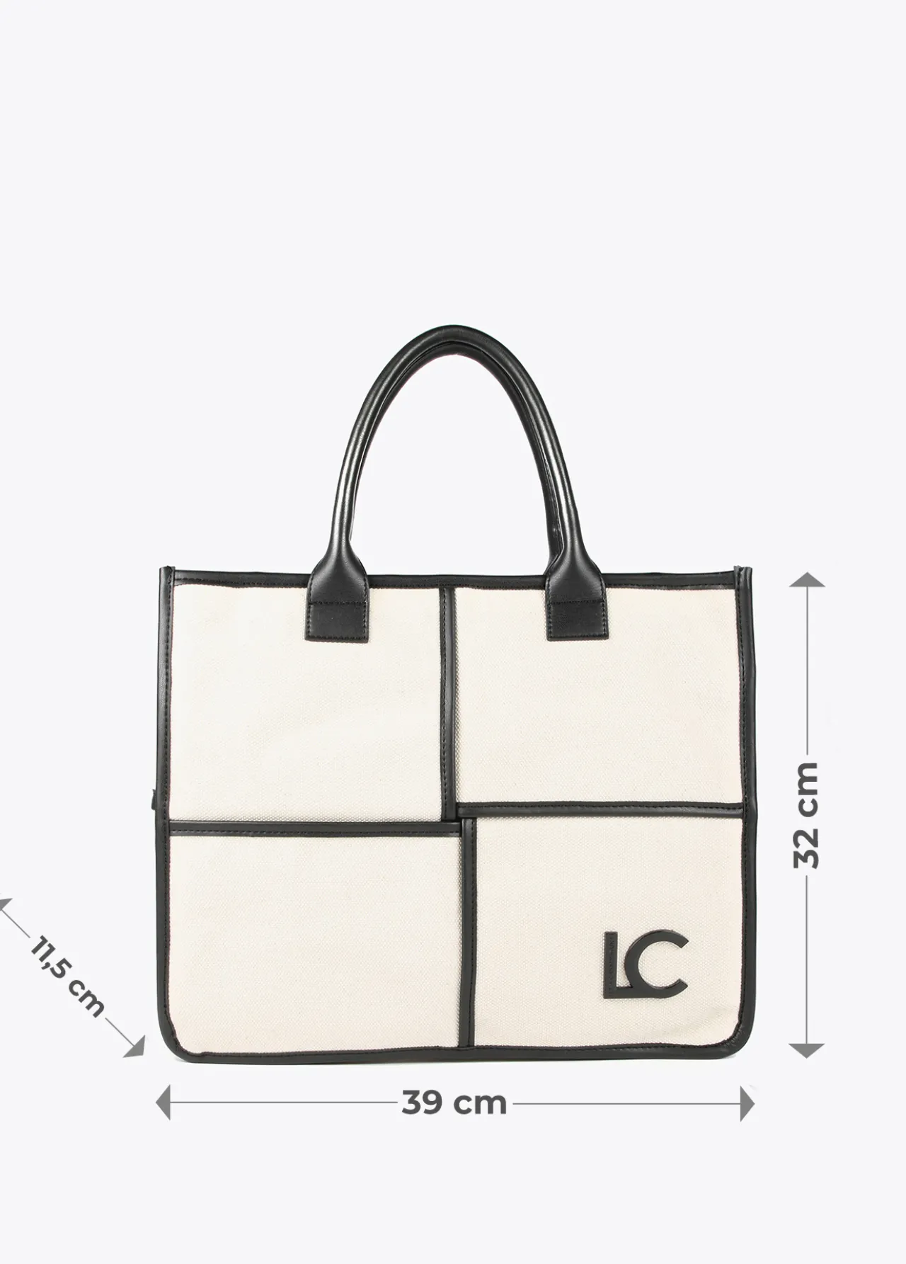 bolso_tipo_shopper_blanco_y_negro_7.webp Lola Casademunt Bolsos<Bolso tipo shopper blanco y negro CRUDO-NEGRO