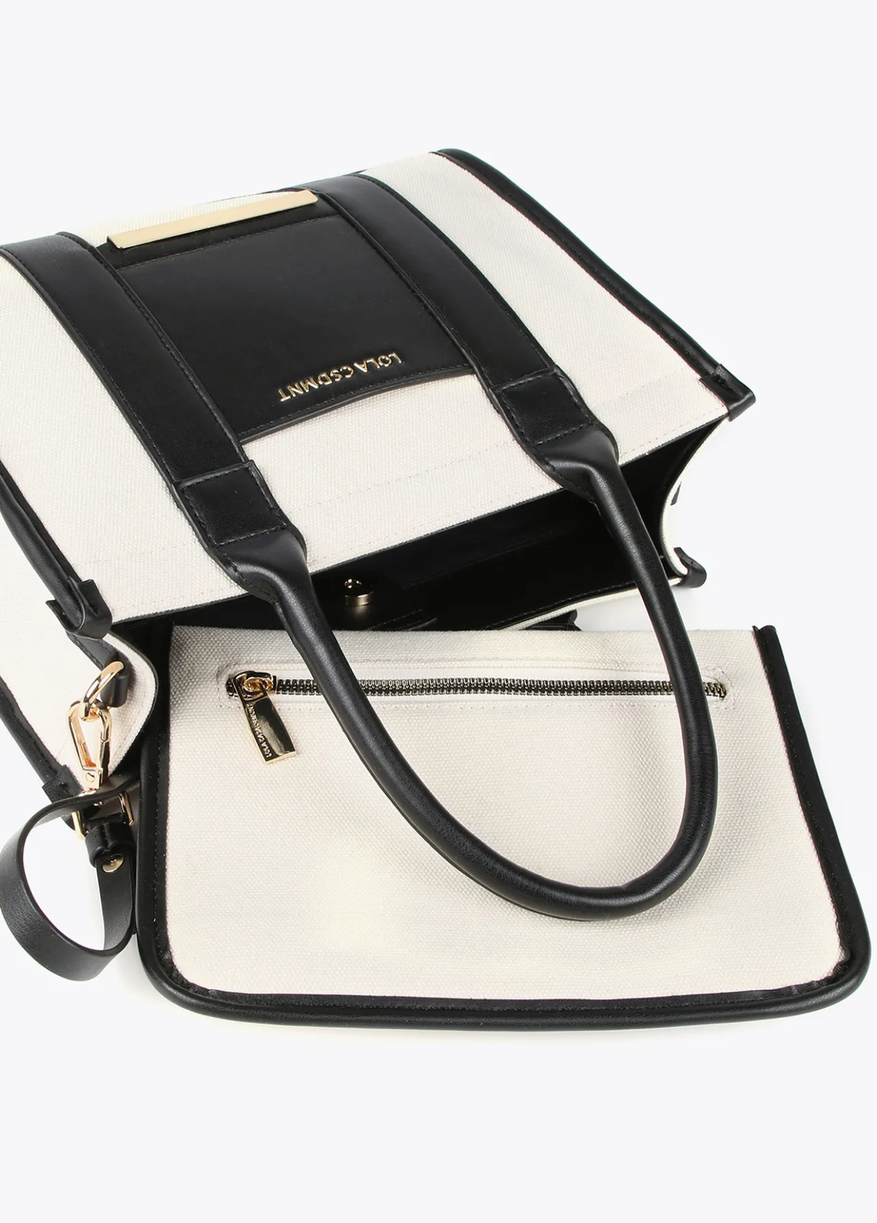 Lola Casademunt Bolsos<Bolso tipo shopper pequeño CRUDO-NEGRO