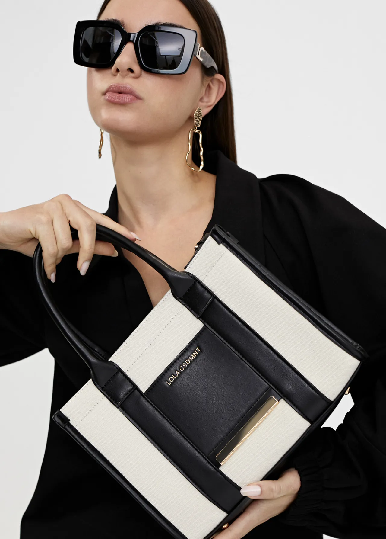 Lola Casademunt Bolsos<Bolso tipo shopper pequeño CRUDO-NEGRO