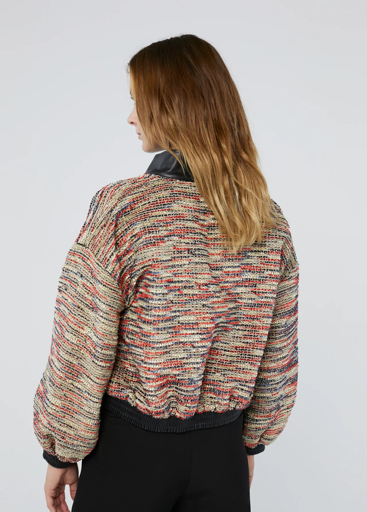 bomber_tweed_4.webp Lola Casademunt Abrigos Y Cazadoras | Chaquetas Y Gabardinas<Bomber tweed NEGRO-NARANJA