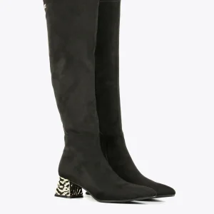 Lola Casademunt Botas Y Botines<Bota caña alta con tacón dorado NEGRO-METAL