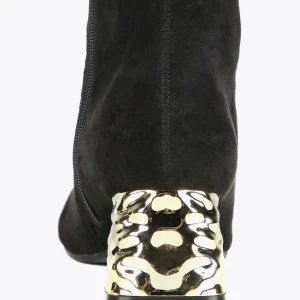 Lola Casademunt Botas Y Botines<Bota caña alta con tacón dorado NEGRO-METAL