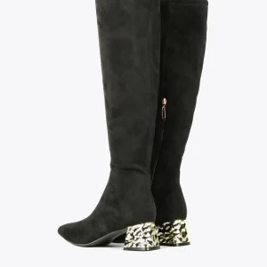 Lola Casademunt Botas Y Botines<Bota caña alta con tacón dorado NEGRO-METAL