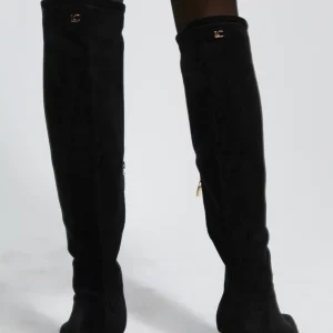 Lola Casademunt Botas Y Botines<Bota caña alta con tacón dorado NEGRO-METAL