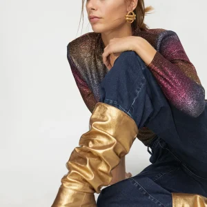 Lola Casademunt Botas Y Botines<Bota caña fruncida DORADO